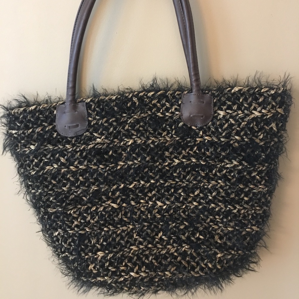 Black/Brown Woven Handbag/Tote